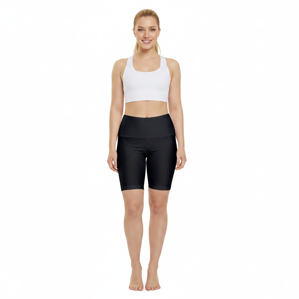 True Black High-Waist Women's Workout Shorts – Biker Bike Shorts for Gym, Running & Yoga