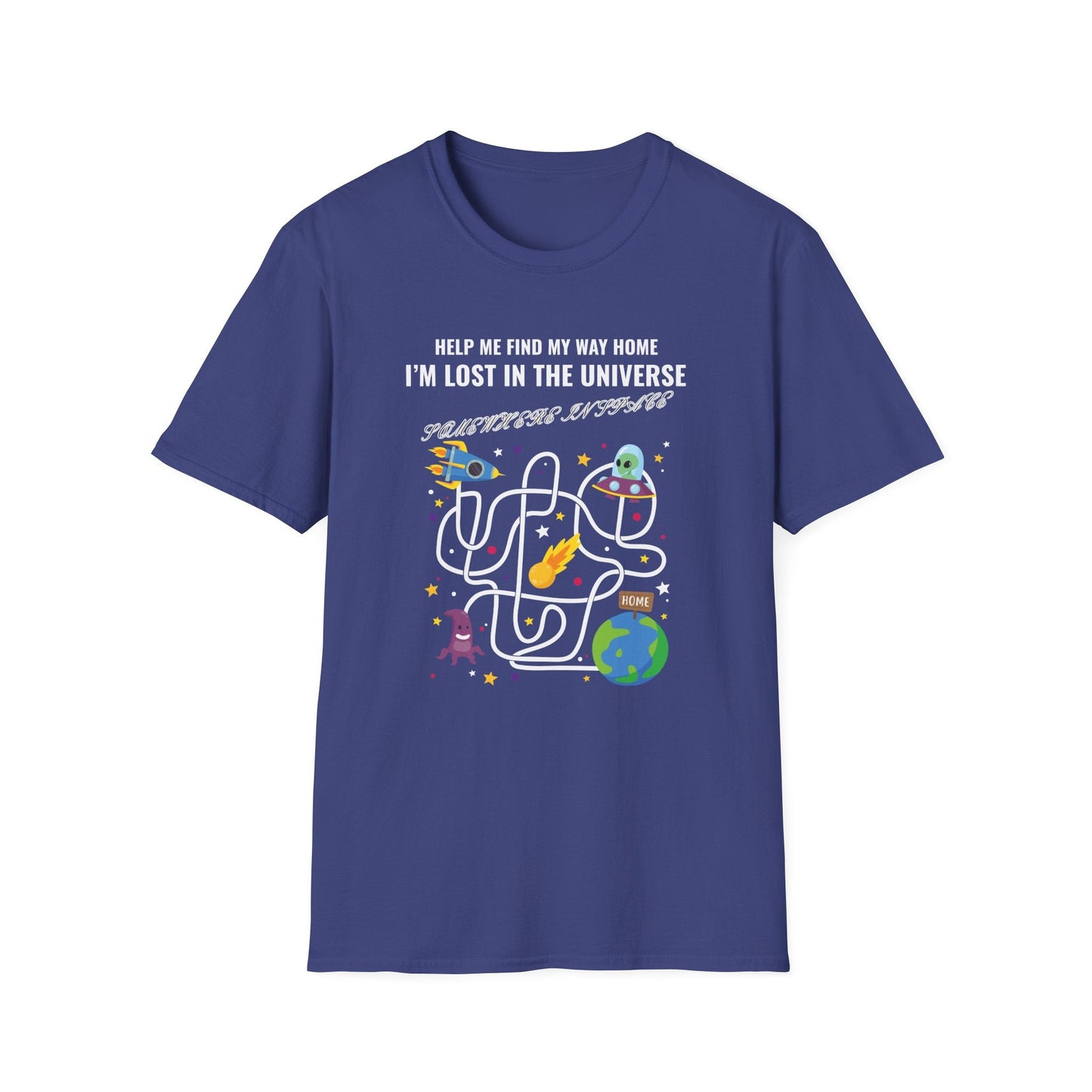 Lost in the Universe Maze TShirt Unisex Cotton Funny Space Puzzle Tee