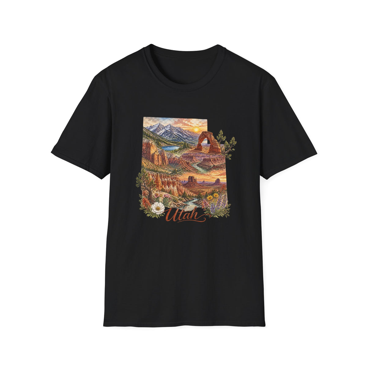 Utah Scenic T-Shirt — Vintage National Park Landscape Tee Travel Tourist Graphic Design Unisex 100 Cotton Gildan T-Shirt