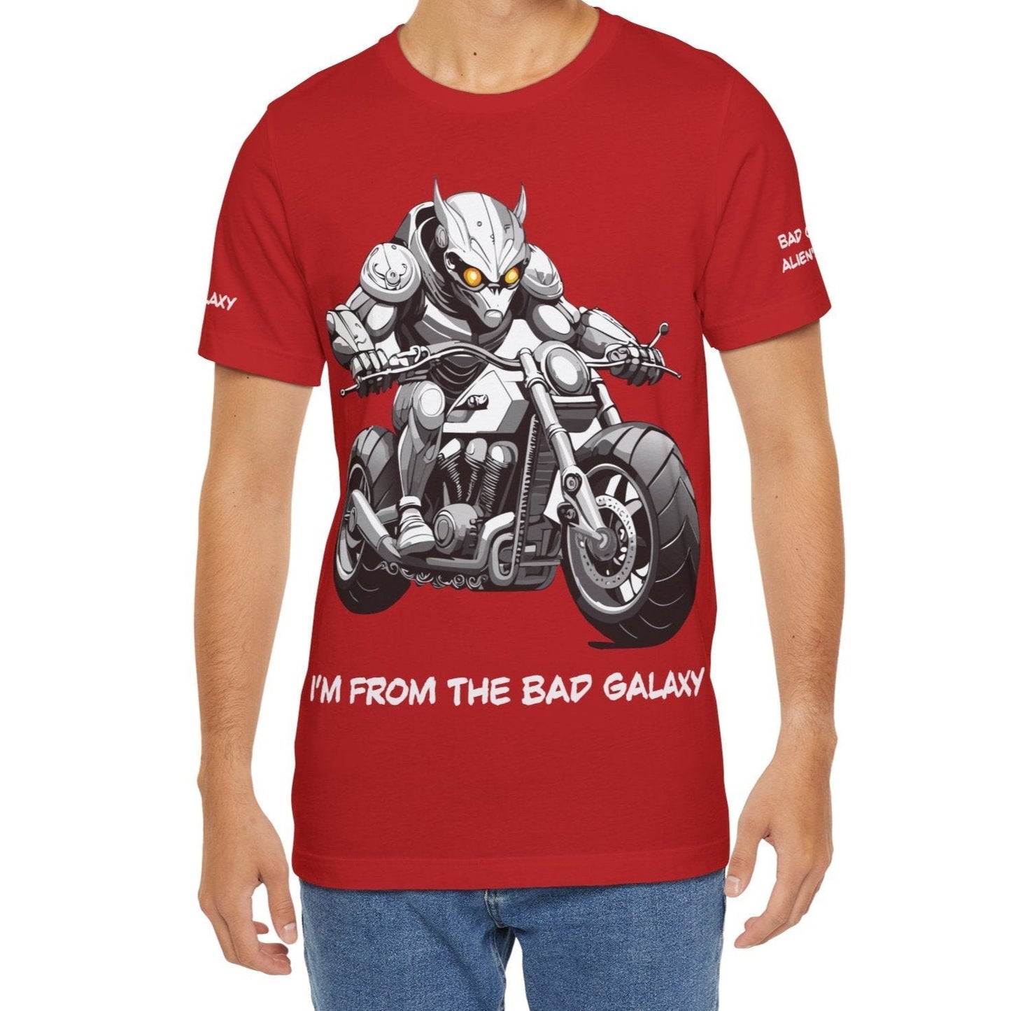 Tee Shirt With Alien From Bad Galaxy 100 Percent Cotton Lightweight Made In USA Eco Friendly Inks