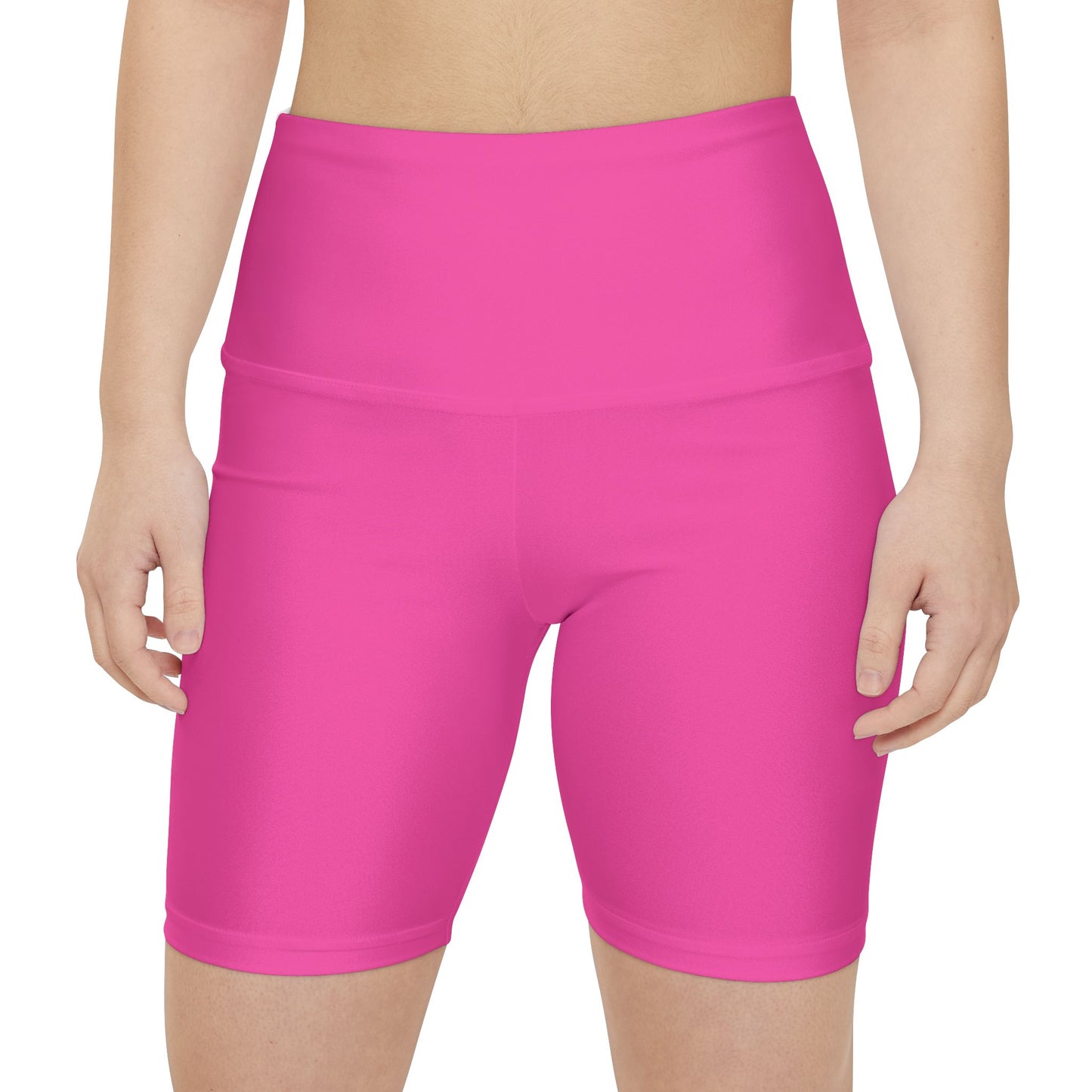Deep Pink Women's Workout Shorts — Solid High-Waist Biker Shorts for Exercise & Everyday Wear