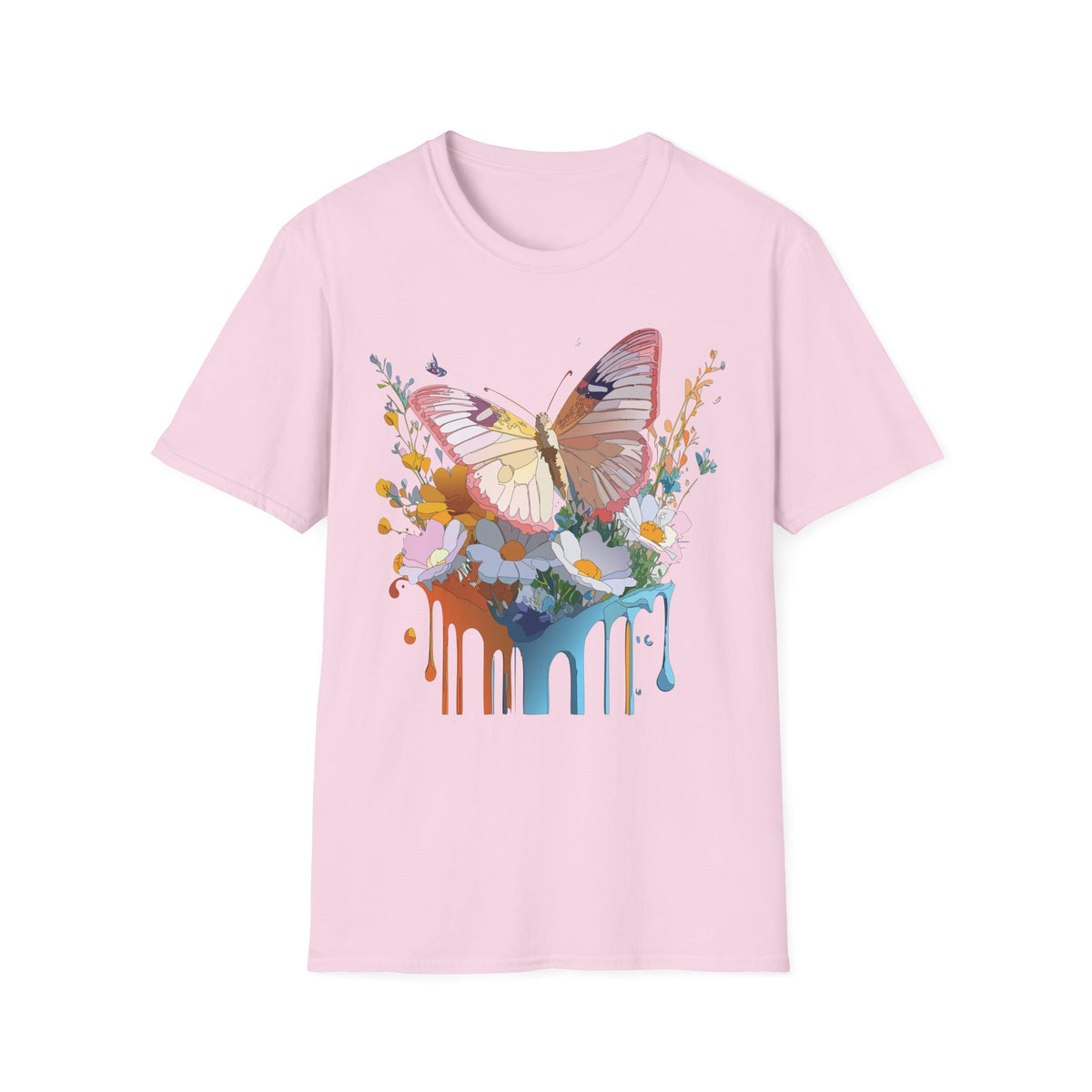 Butterfly Floral Drip Graphic Tee Unisex 100 Cotton Gildan T-Shirt
