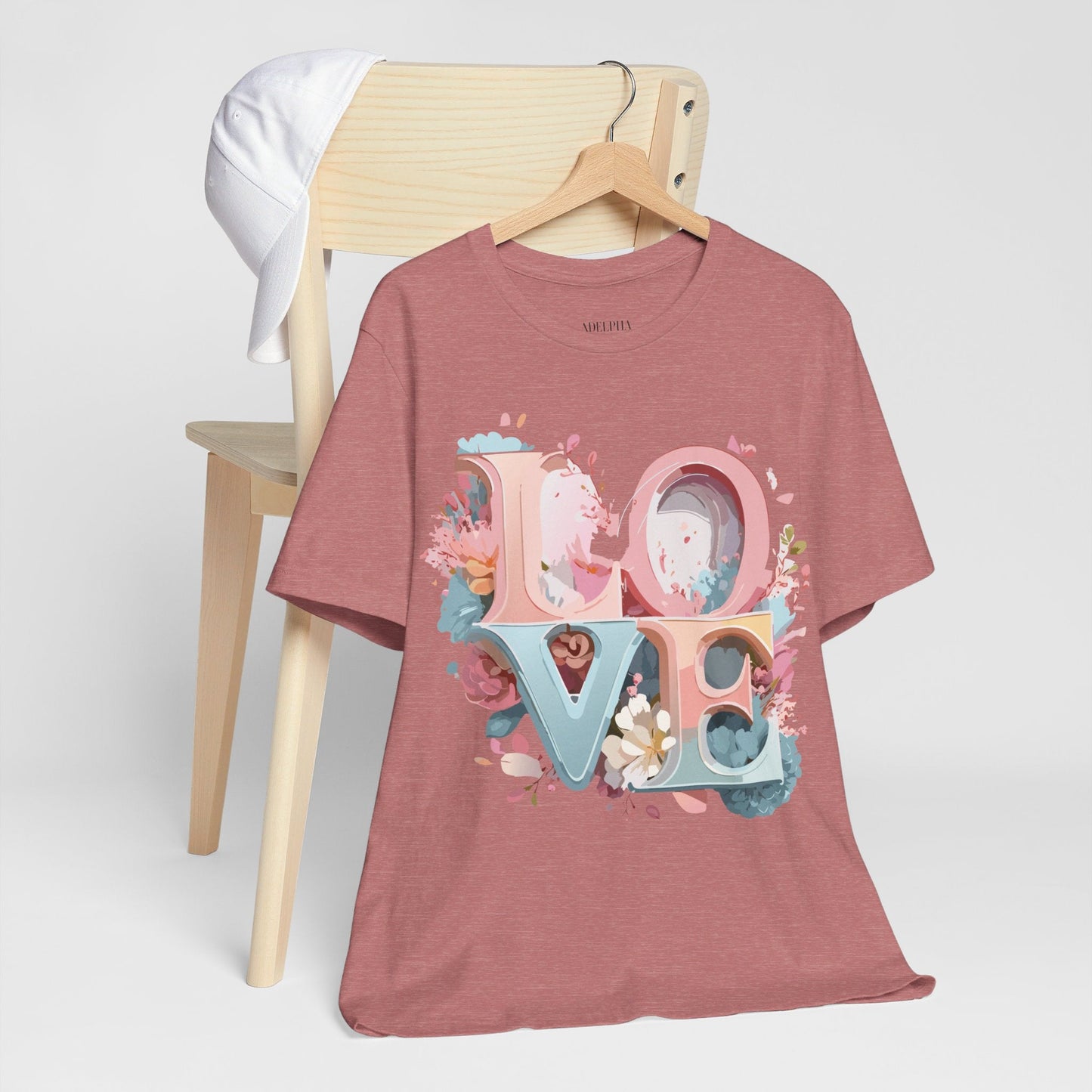 Valentine Day Graphic Unisex 100 Cotton Vintage Artwork with Love and Flower Design Tee 47