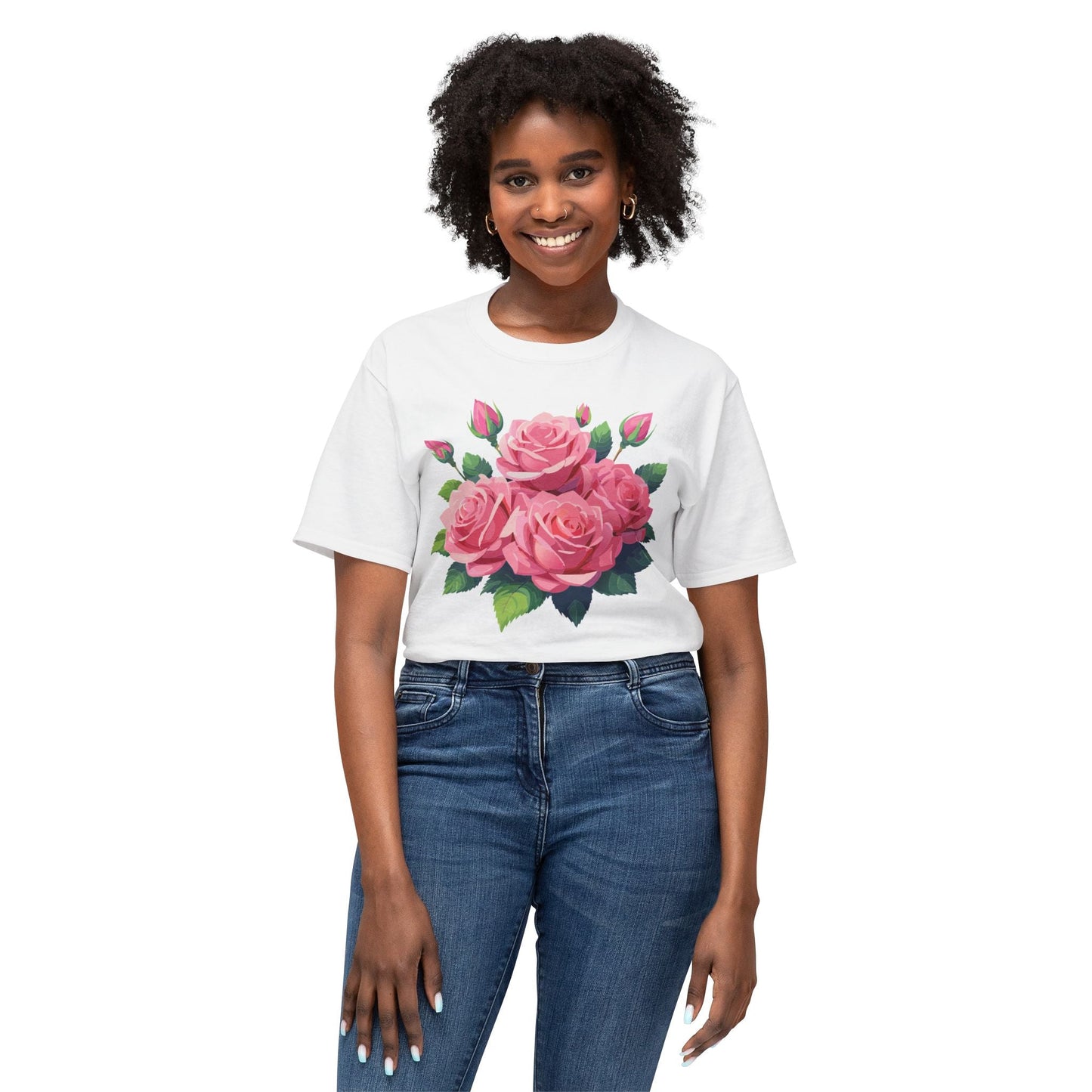 Unisex Floral T Shirt With Vintage Flowers Art Print Cotton Tee USA Made Premium Comfort
