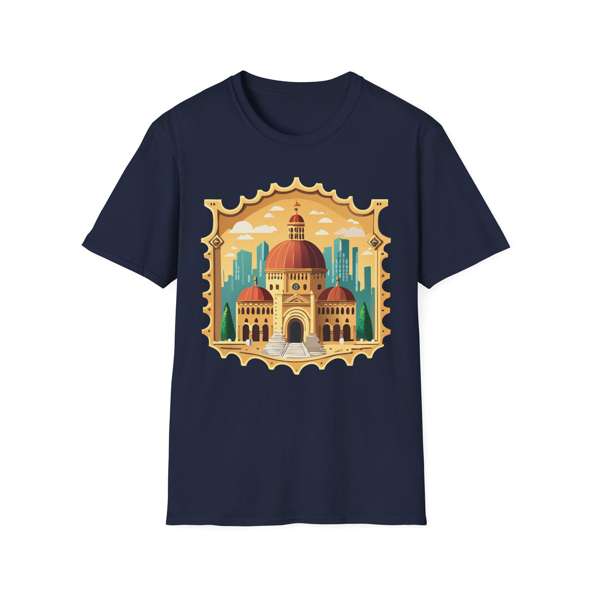 Moroccan Cityscape Tee | Dome & Minaret Illustration Graphic Tee Unisex 100 Cotton Gildan T-Shirt