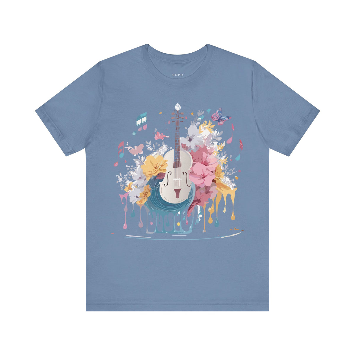 Music Graphic Unisex Cotton Bella+Canvas Tee with Art Design m83