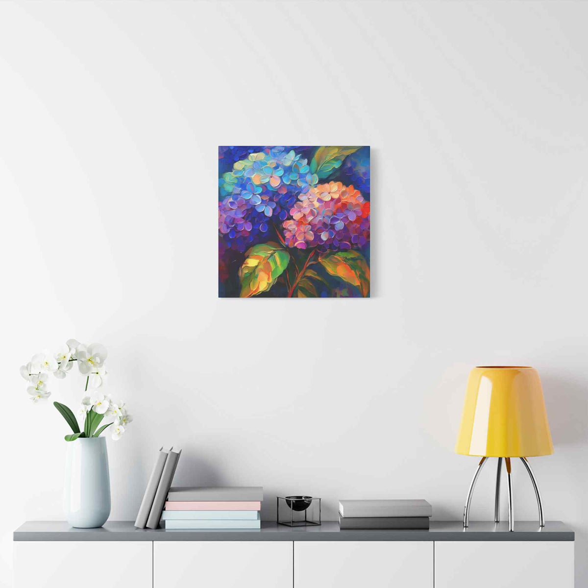 Hydrangeas Print Canvas, Flowers Oil Paint Print 20x20, 24x24, 30x30, 32x32, 36x36, Floral Art Design Print Non-Frame MC-29