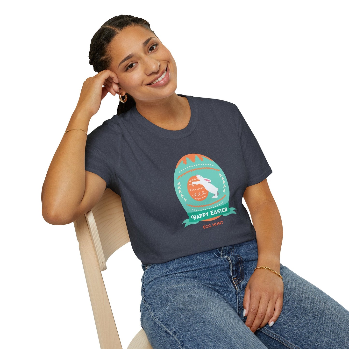 Easter Egg T Shirt Unisex Softstyle Tee With Easter Signature Design 100 Percent Ring Spun Cotton