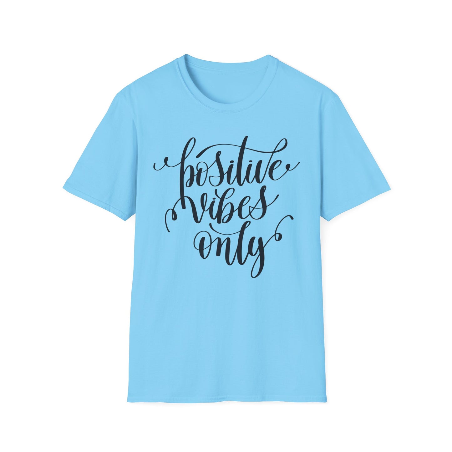 Positive Vibes Only T-Shirt Unisex Cotton Short Sleeves Handlettered Inspirational Tee