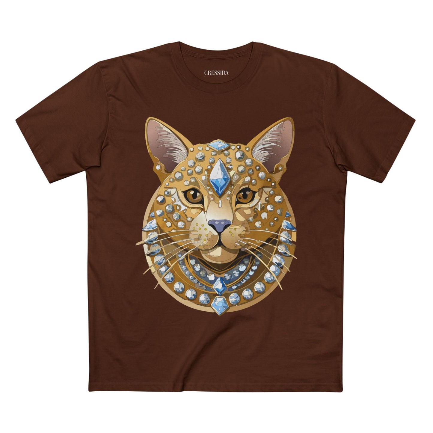 Cat Graphic Unisex 100 Cotton Tee With Unique Animal Golden Medallion Art Design 11