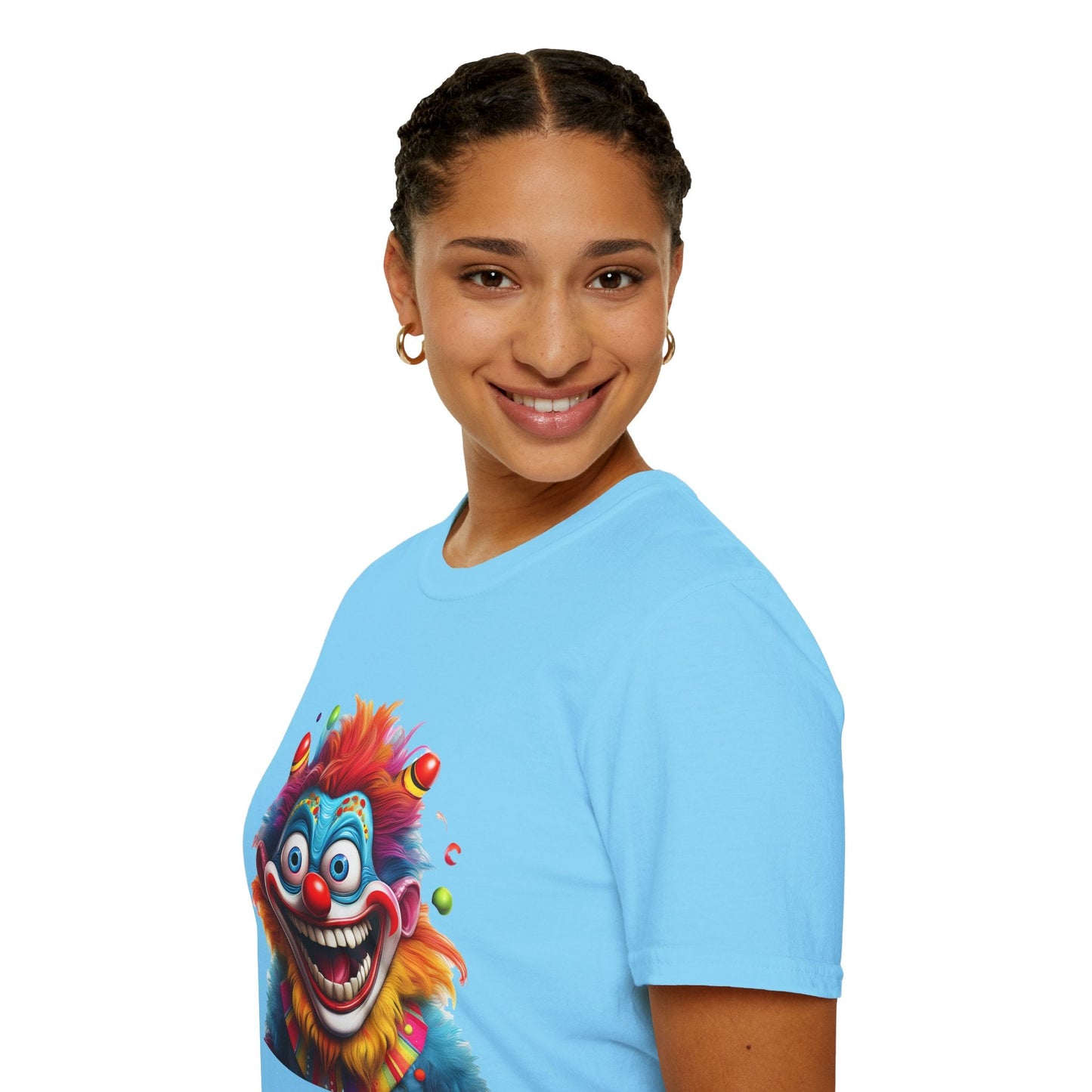 Clown Themed Unisex T Shirt Funny Man Circus Scary Man Tee Gildan Softstyle 64000 Cotton