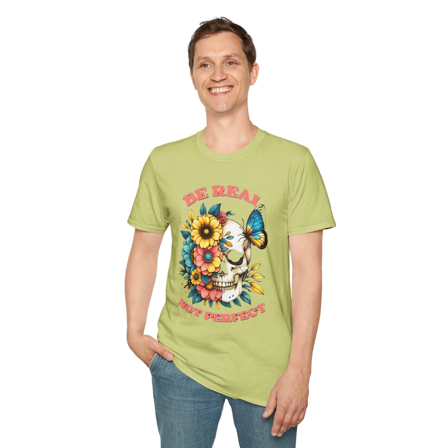 Gildan Skull Tee Shirt Unisex Skeleton Print Tee 100 Percent Ring Spun Cotton Softstyle