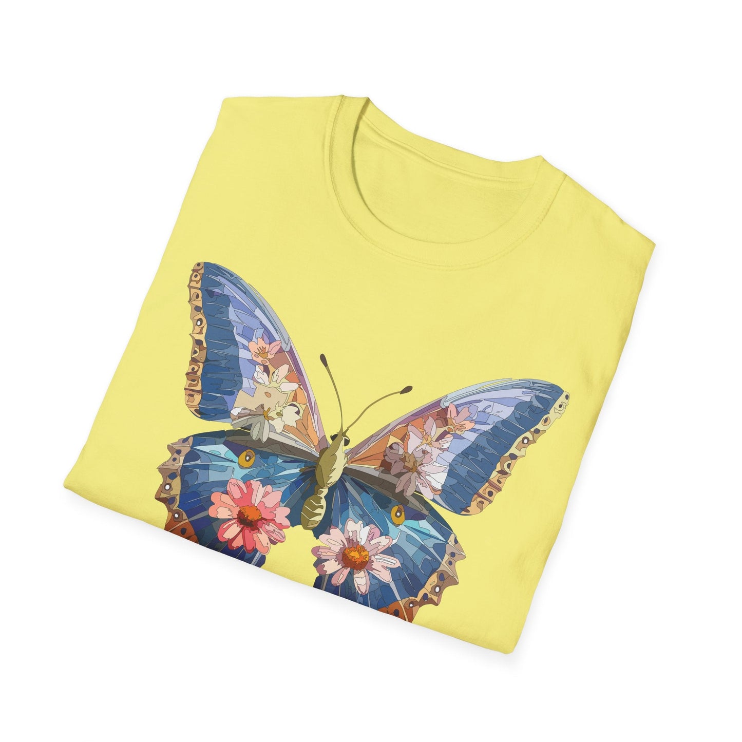 Butterfly T Shirt Unisex Softstyle 64000 Gildan Monarch Design 100 Percent Ring Spun Cotton Tee