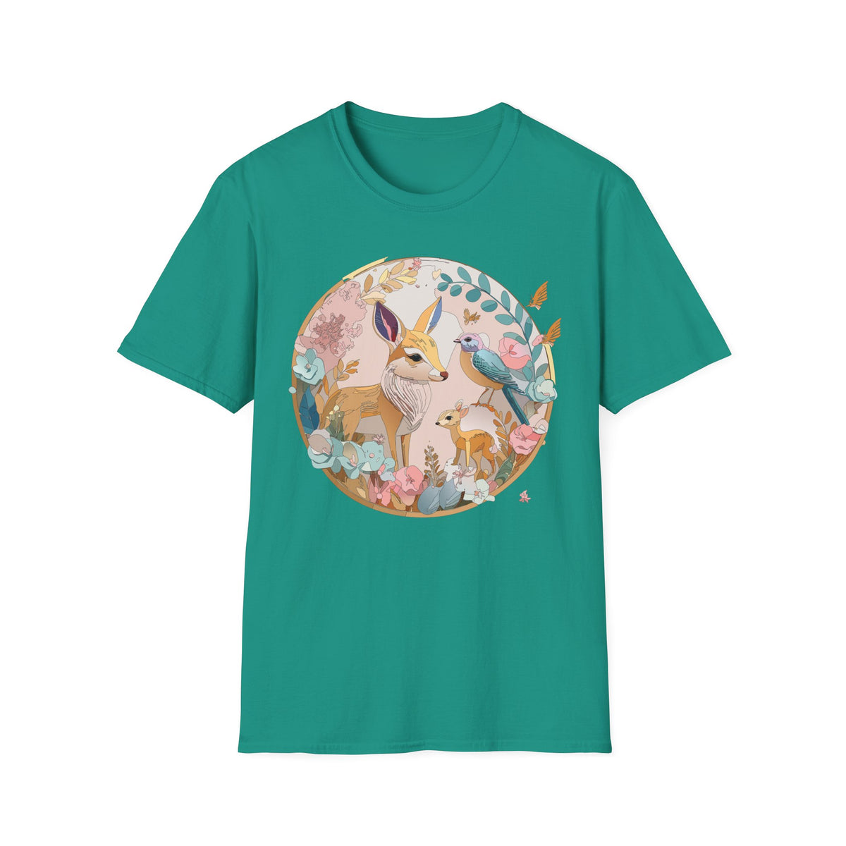 Woodland Fox and Bird Tee | Cute Fox Illustration T-Shirt