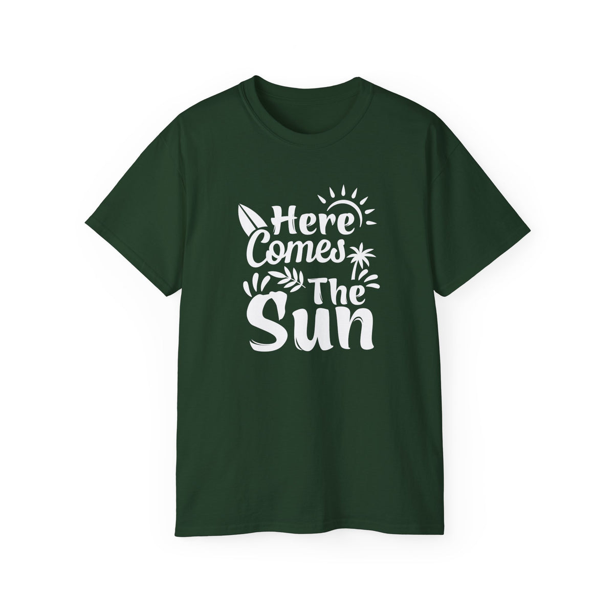 Here Comes The Sun T-Shirt | Surf Palm Tree Sunshine Graphic