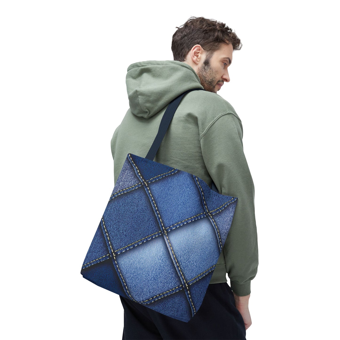 Denim Fabric Imitation Print Unisex Canvas Bag Poly Spun 3 Sizes Tote Bag 101
