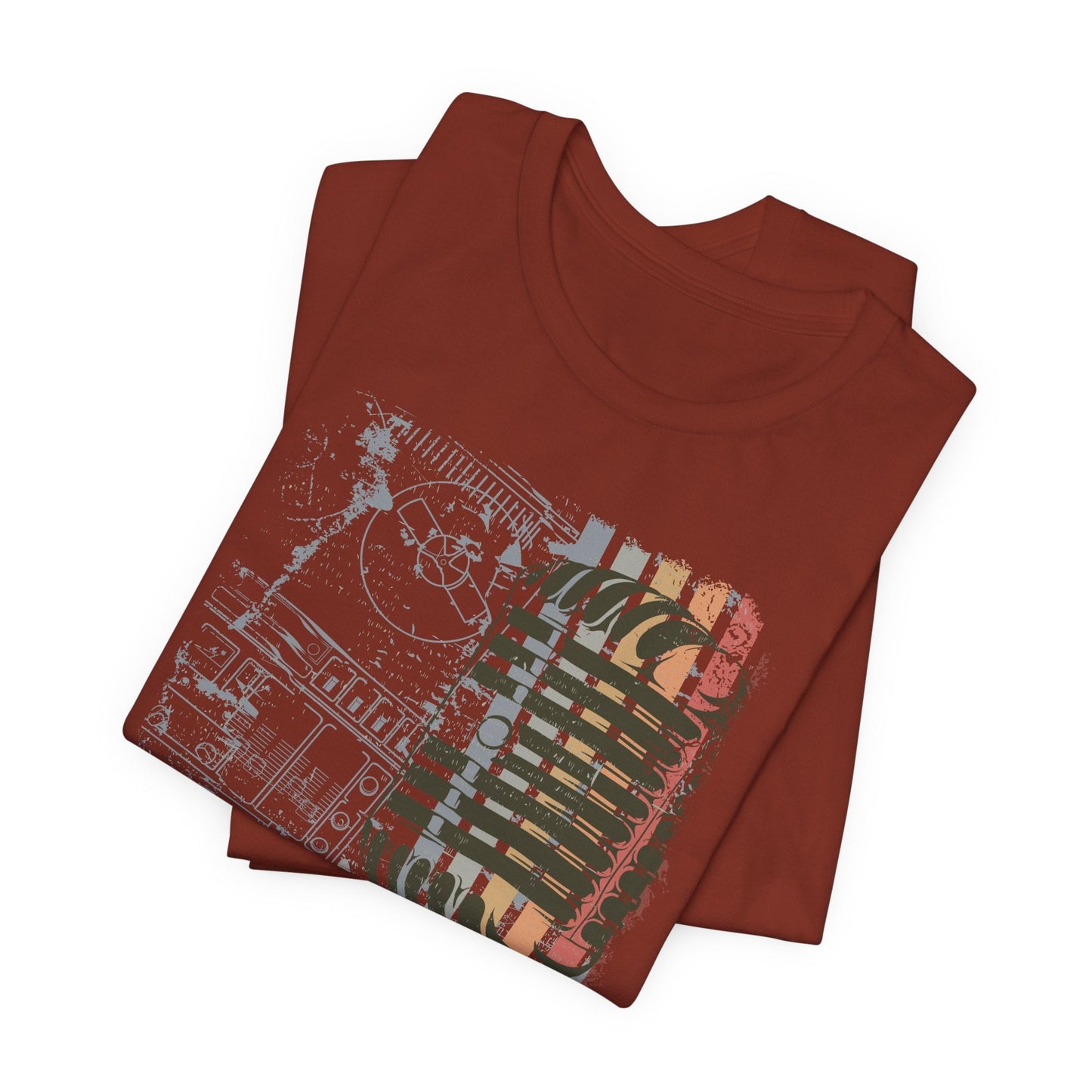 Retro Microphone Graphic Unisex Cotton T-Shirt r9