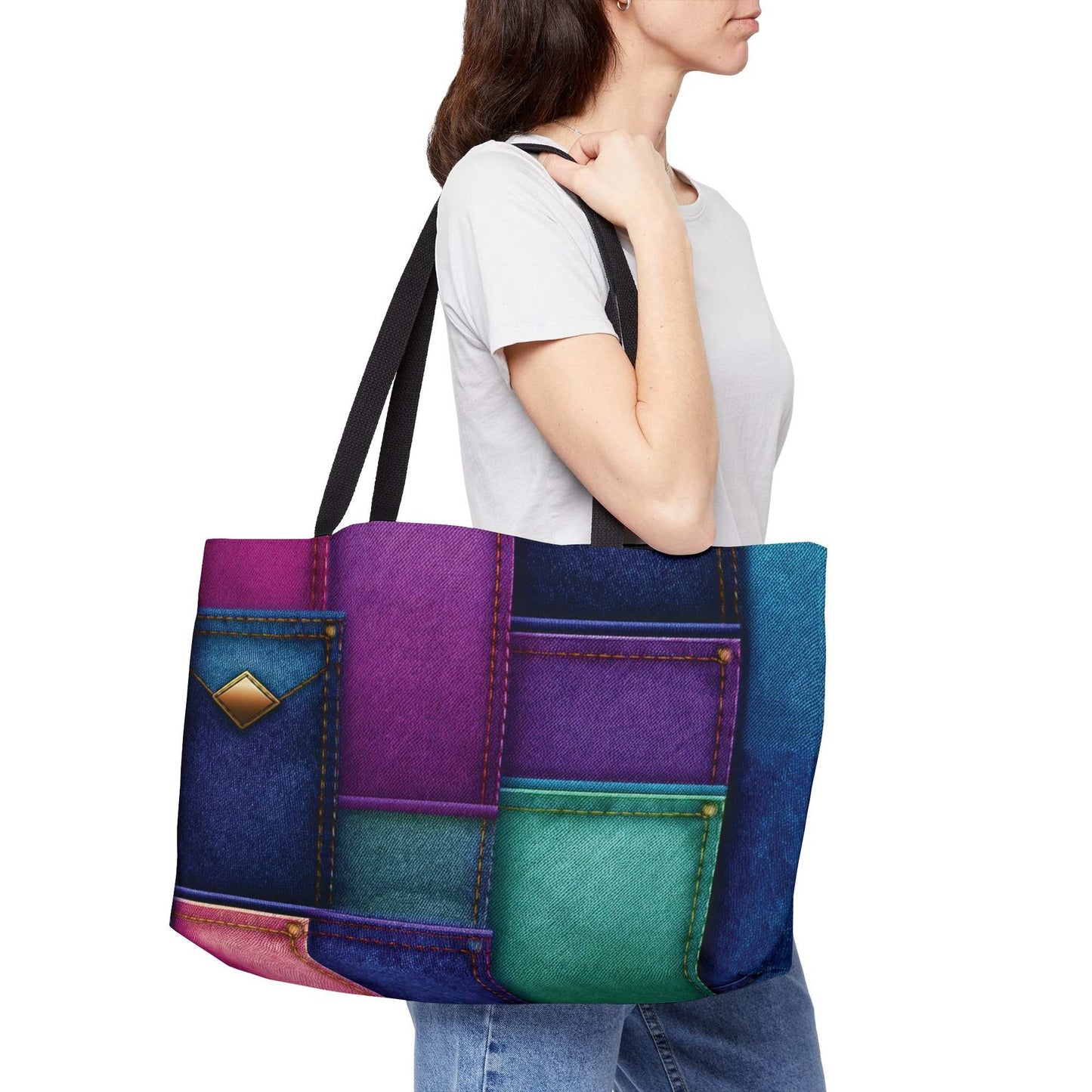 Denim Color Imitation Print Unisex  Yoga Bag  Spun Polyester 24x13 Canvas Gym Bag 32-2
