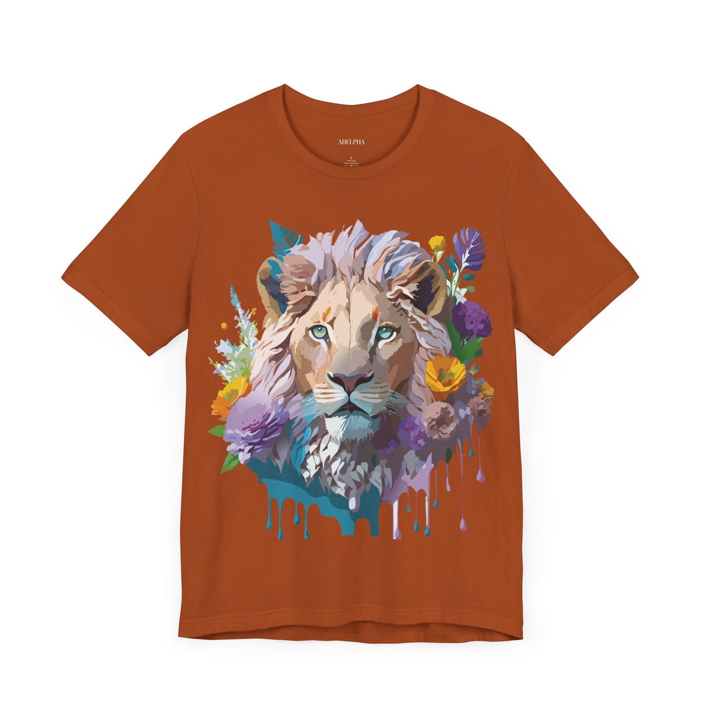 Lion Graphic Tee Unisex Short Sleeve Shirt With Vintage Inspired Artwork By Adelpha