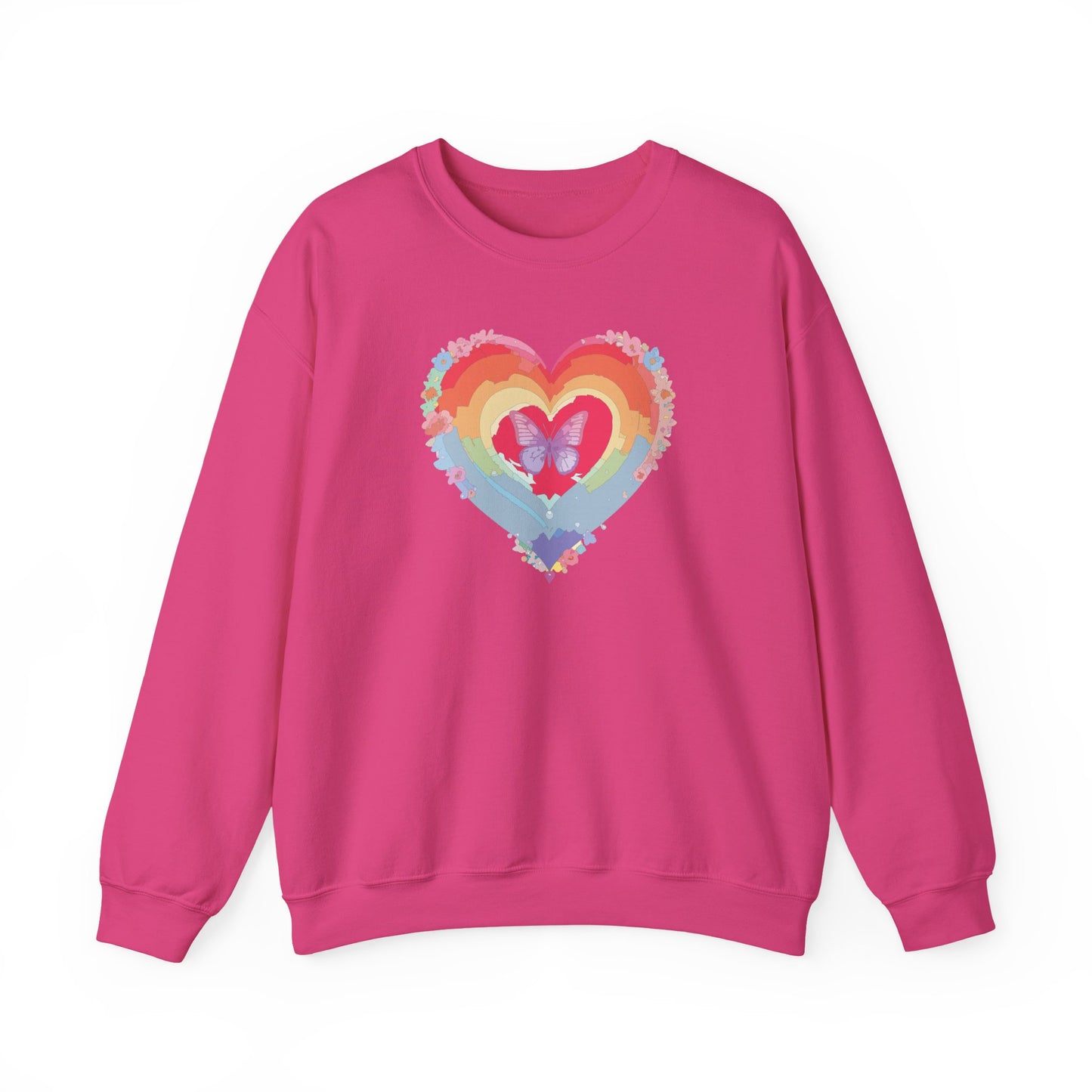 Rainbow Heart Sweatshirt, Floral Heart Sweatshirt, Floral Love Sweatshirt, Valentine's Day Sweatshirt, Rainbow Heart Floral Sweatshirt 116