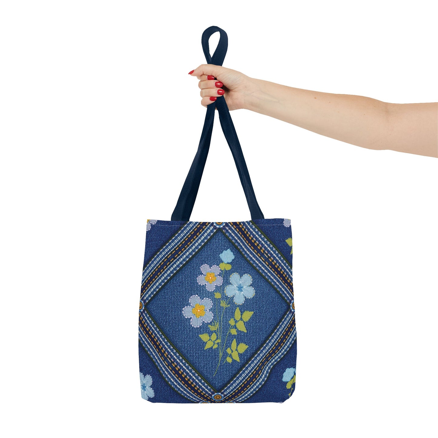 Denim Fabric Imitation Print Unisex Canvas Bag Poly Spun 3 Sizes Tote Bag 126