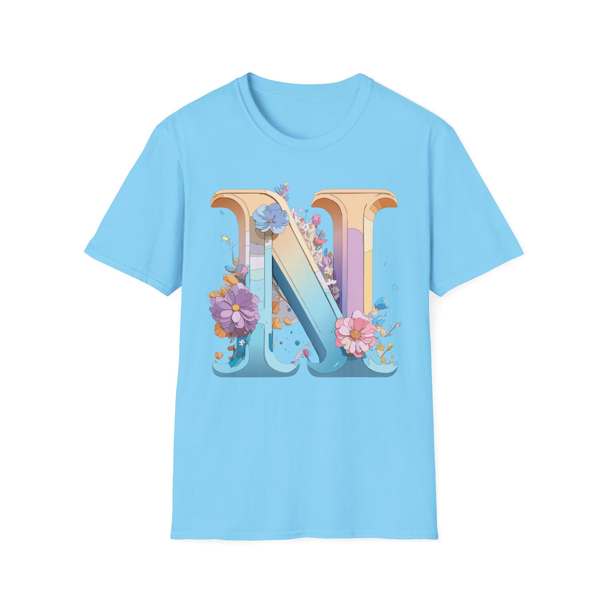 Floral Letter N T-Shirt | Botanical Monogram Tee