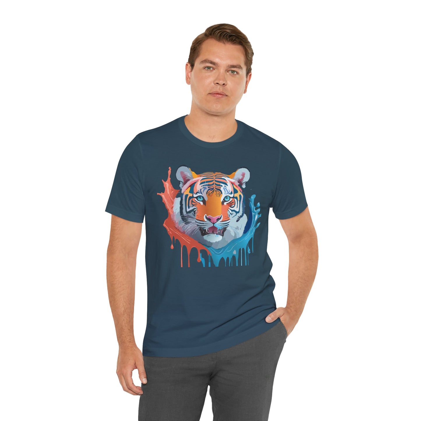 Unisex Tiger Tee, Animal Shirt, Tee Shirt with Tiger, Art T-Shirt, Animal Tees, Big Cat Shirt, Art Design T-Shirt 5