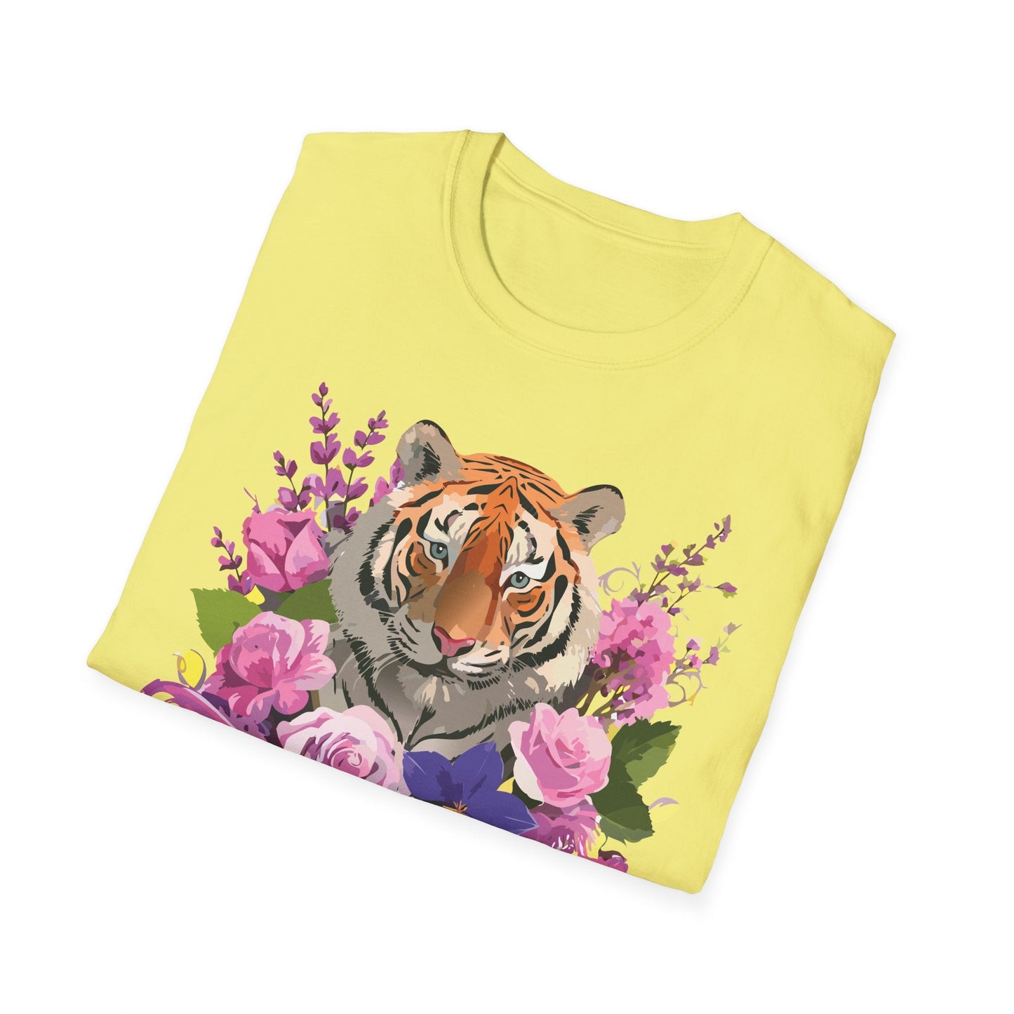 Tiger Print Shirt Unisex Animal Tee Softstyle Gildan 64000 Cotton