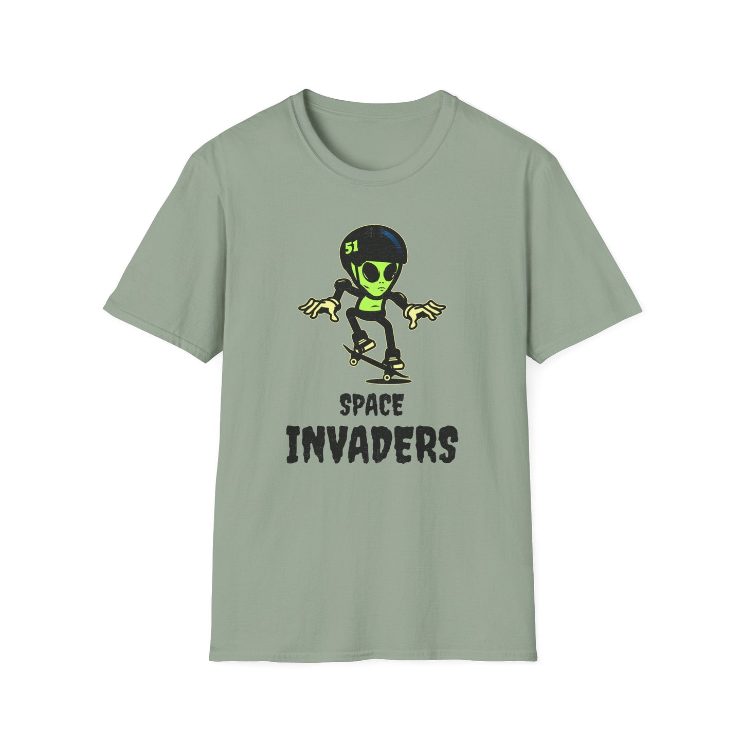 Alien Skateboard Space Invaders Shirt