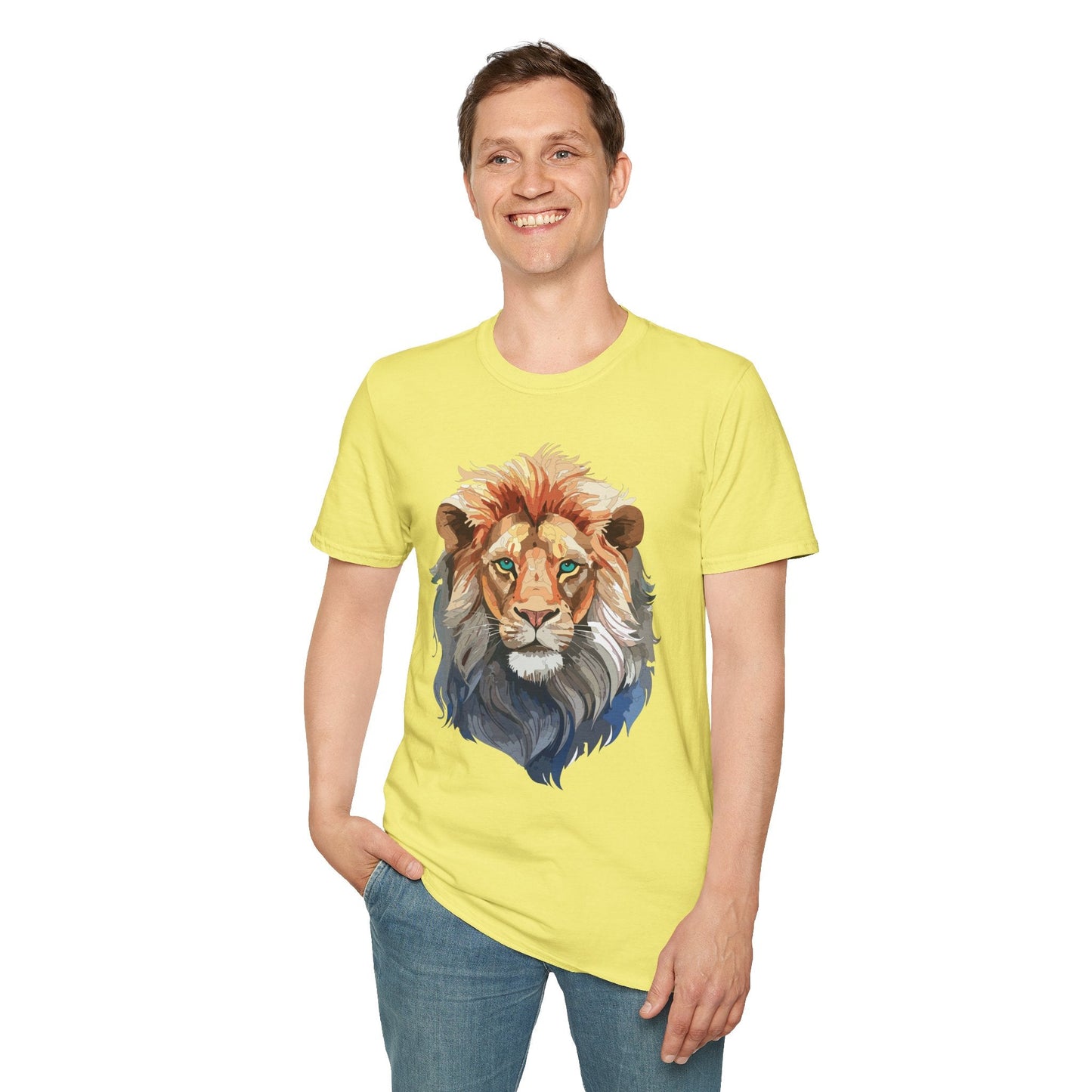 Floral Lion Shirt Unisex Tee Softstyle Gildan 64000 Comfort Fit