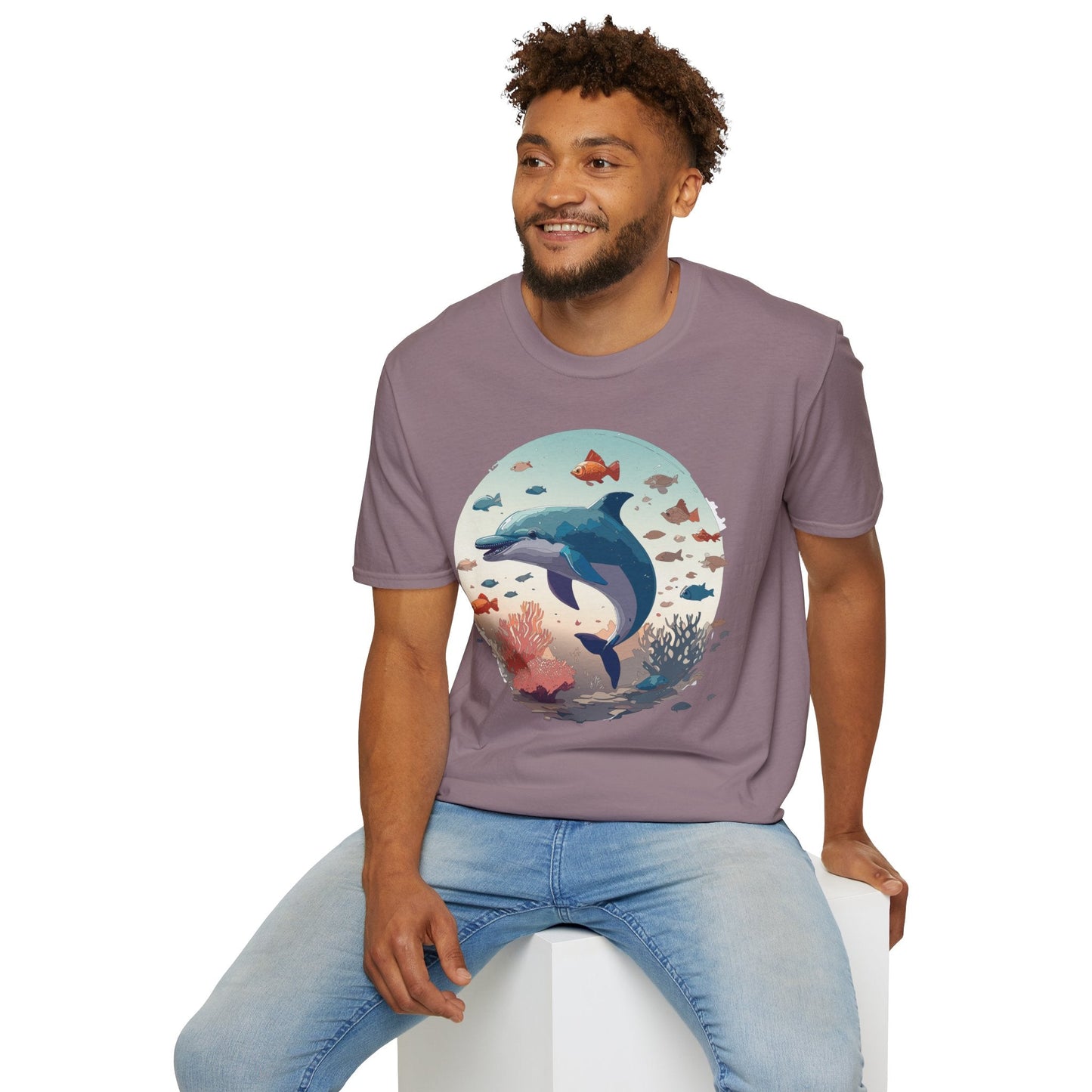 Dolphin Shirt Unisex Softstyle T Shirt Gildan 64000 100 Percent Ring Spun Cotton Lightweight Tee