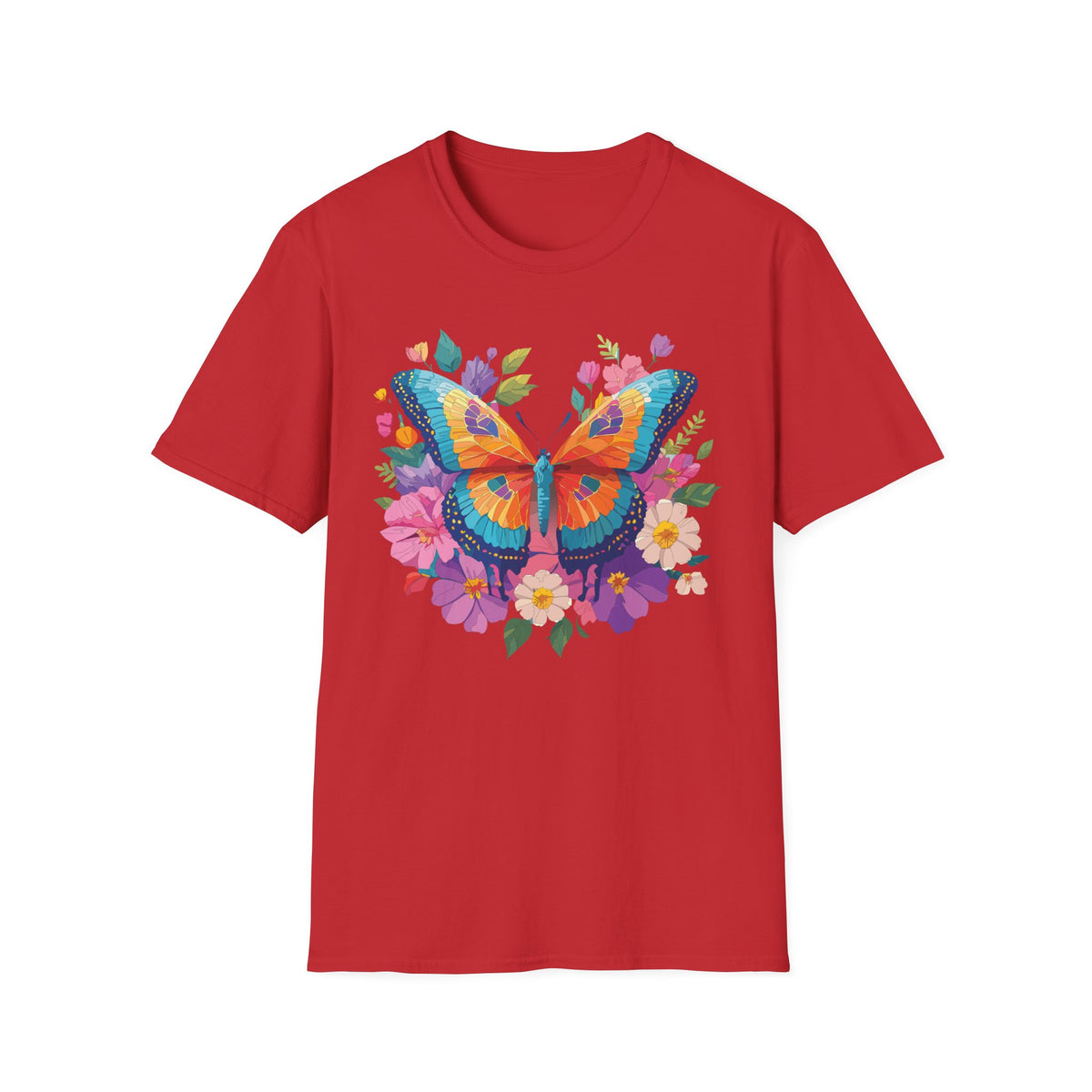 Colorful Butterfly Floral Tee | Vibrant Monarch Butterfly Graphic Tee Unisex 100 Cotton Gildan T-Shirt
