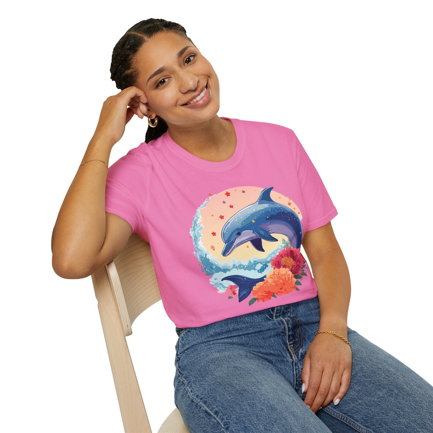 Dolphin Shirts Unisex Tee 100 Percent Ring Spun Cotton Gildan Softstyle 64000 For Everyday Comfort