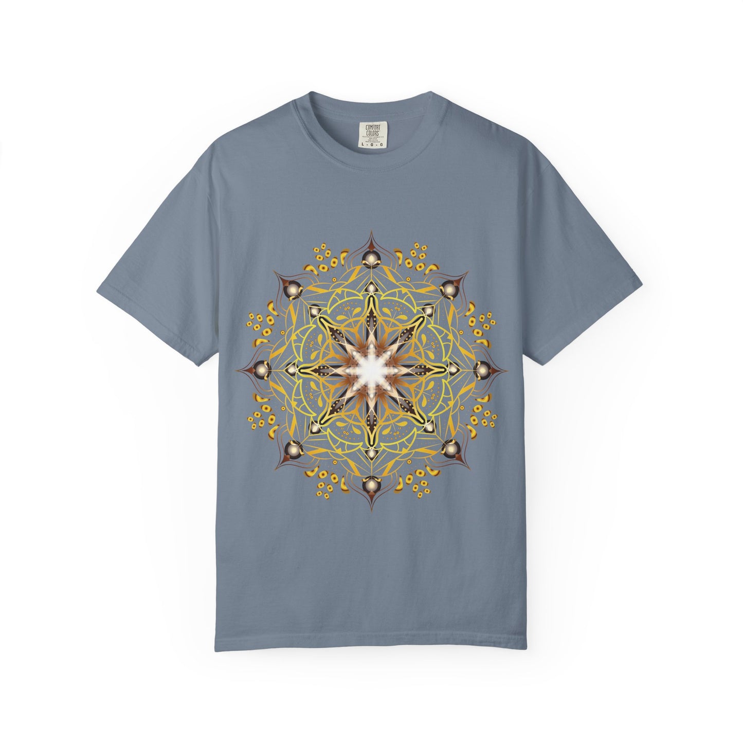 Unisex Garment Dyed Cotton T-Shirt with Mandala Graphic Design