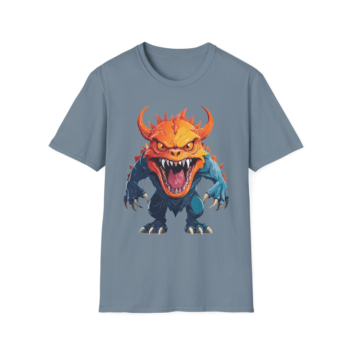 Monster Roar T‑Shirt — Fierce Orange Dragon Cartoon Graphic Tee Unisex 100 Cotton Gildan T-Shirt