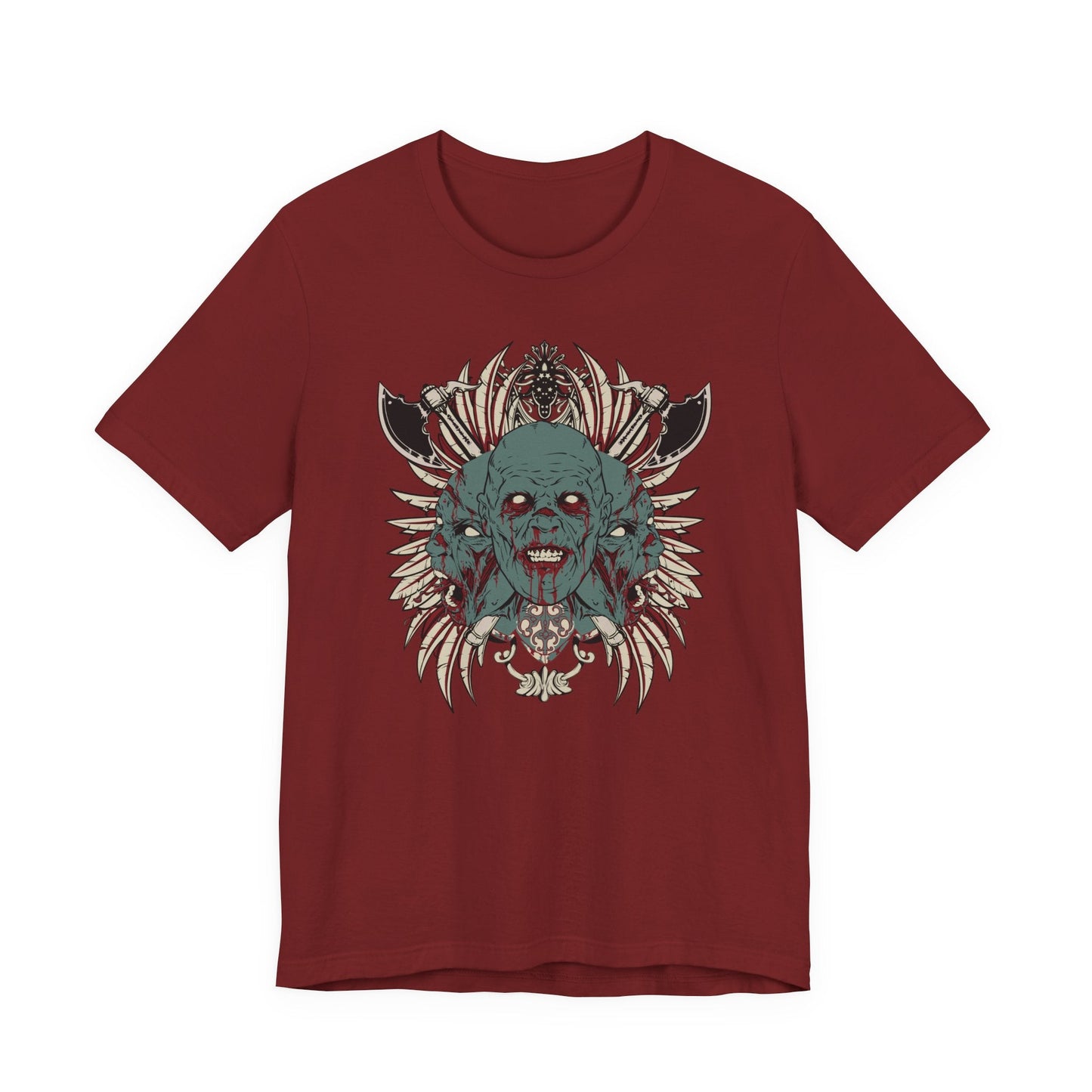 Zombie Skull Mandala T-Shirt Horror Graphic Tee, Gothic Skull Art-54-2