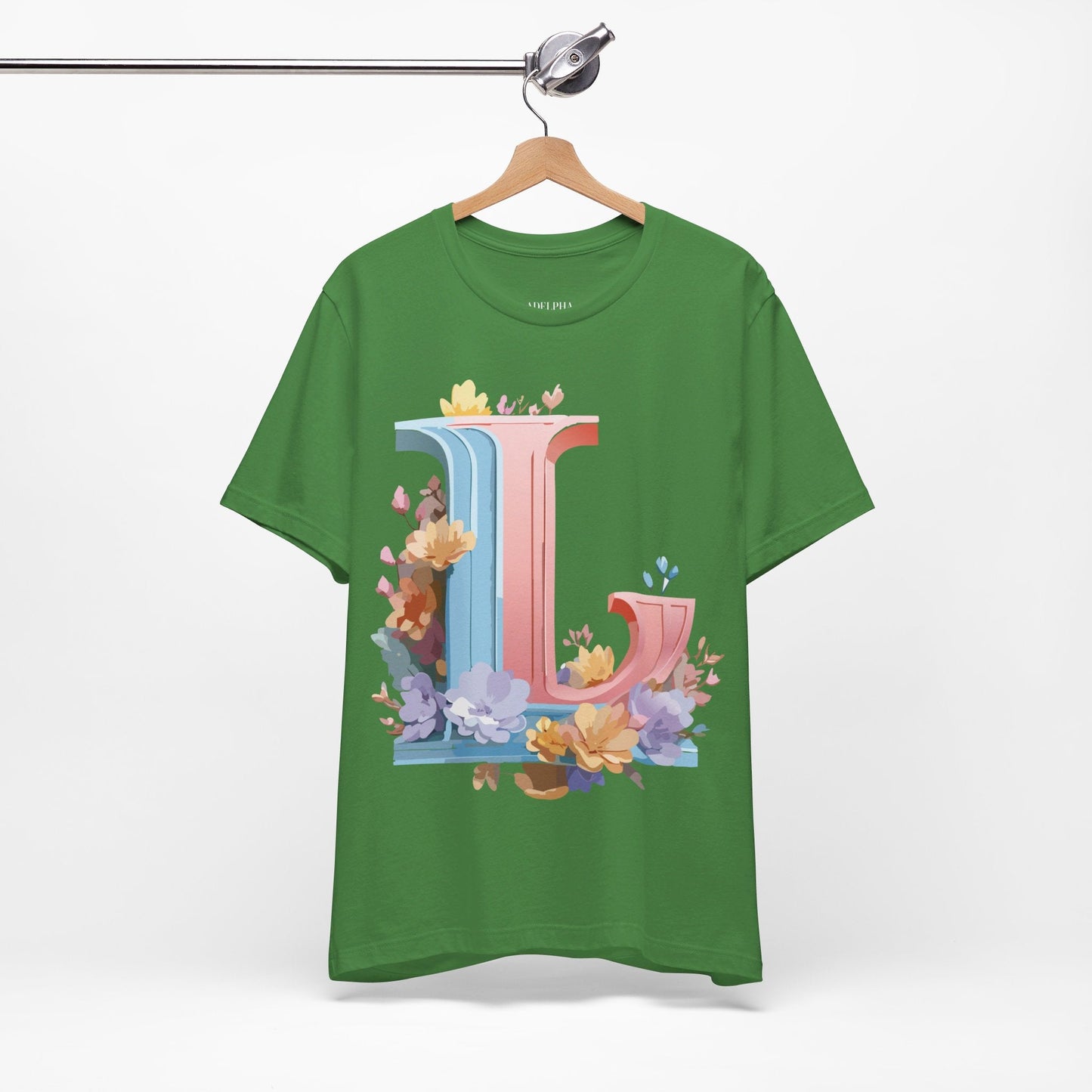 Letter L Shirt Graphic T Shirt Unisex Short Sleeve Vintage Inspired Artwork By Adelpha
