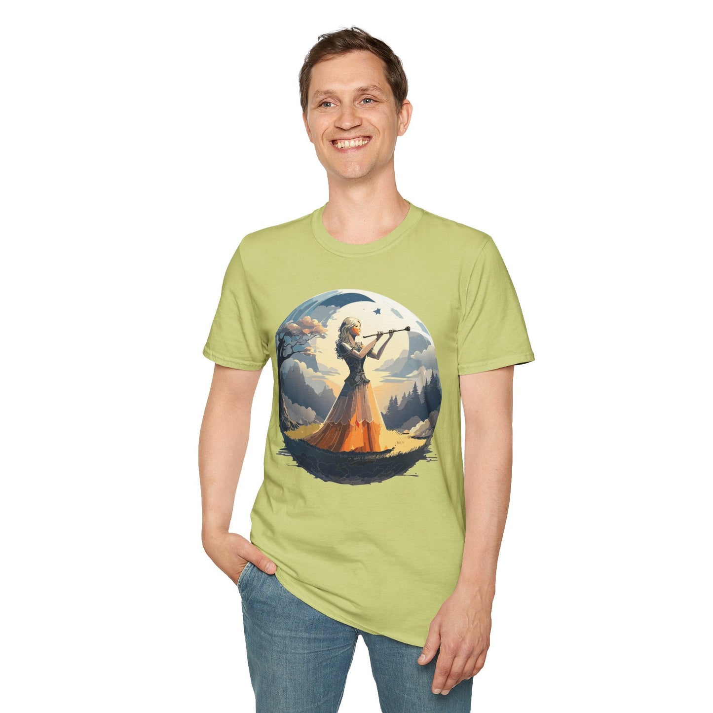 Unisex Softstyle Graphic T Shirt 100 Percent Ring Spun Cotton Art Design Tee For Women