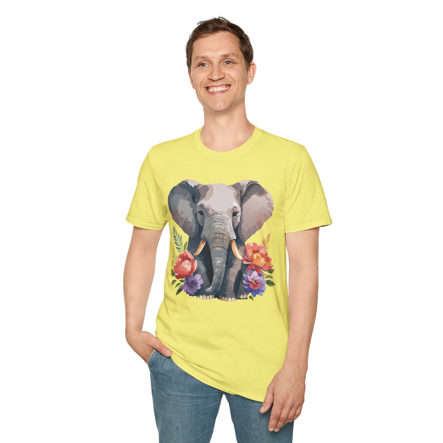 Elephant T Shirt Unisex Gildan Softstyle 64000 100 Percent Ring Spun Cotton Casual Tee