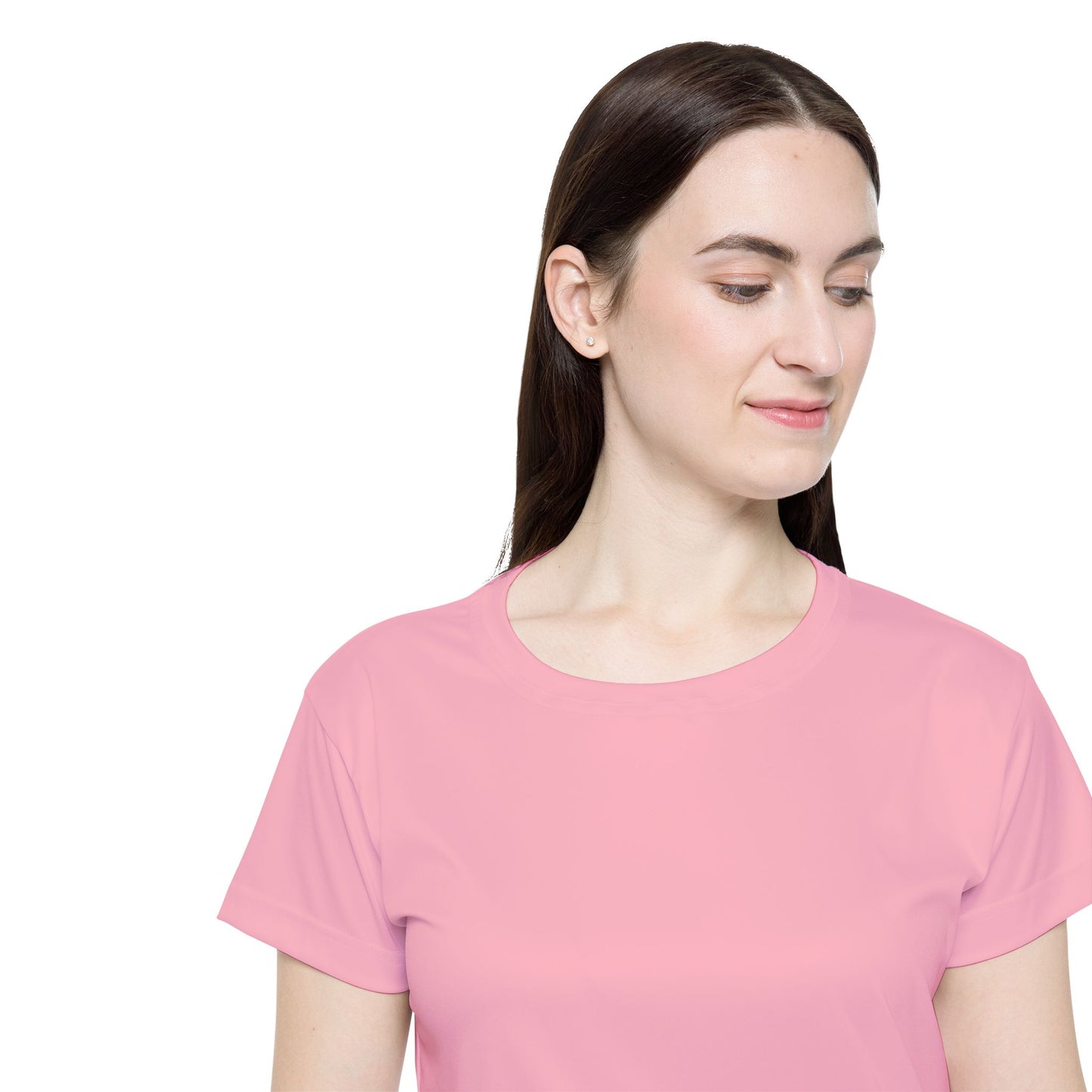 Cherry Blossom Pink Women's Sports Jersey Short Sleeves 100% Poly Solid Rose Pink Color Print Athletic Tee