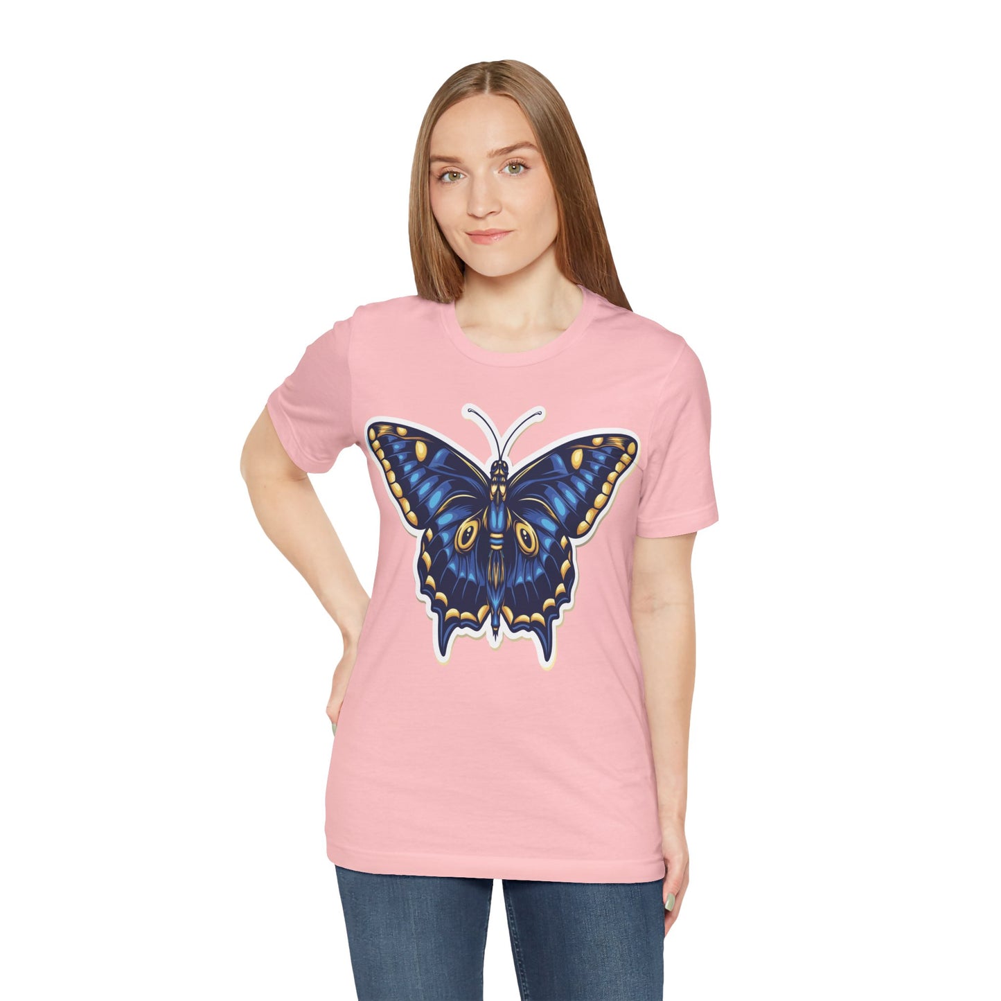 Cotton Tee Shirt with Butterfly Prints