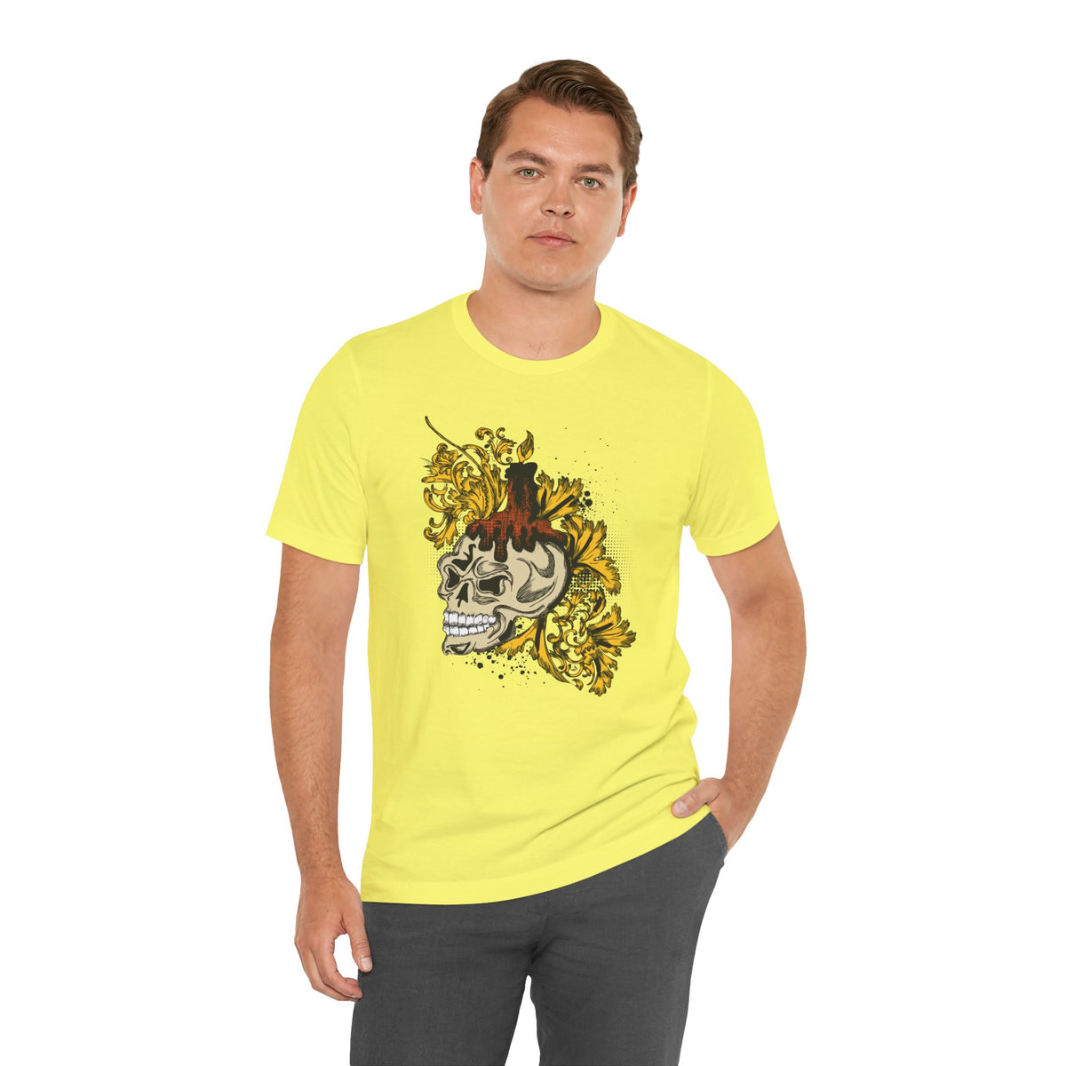 Rock Skull Graphic Design Tee, Skull Shirt, Vintage Tees, Art Design T-Shirt, Vintage Graphic Tee, Art Shirts with Skulls 3