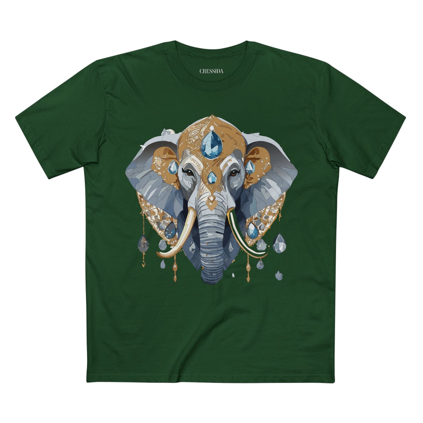 Elephant Graphic Unisex 100 Cotton Tee With Unique Animal Golden Medallion Art Design 36