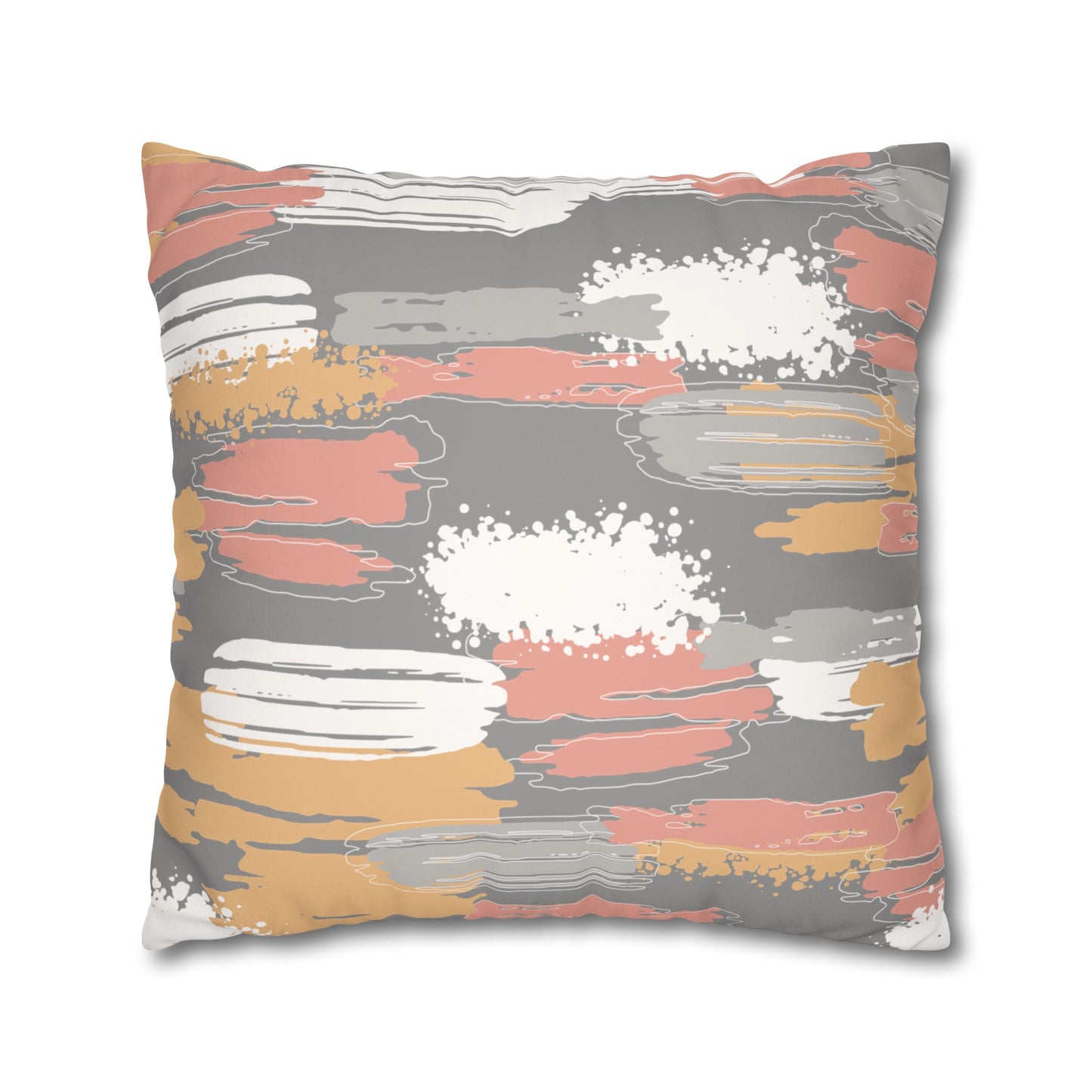 Faux Suede Pillowcase with Abstract print