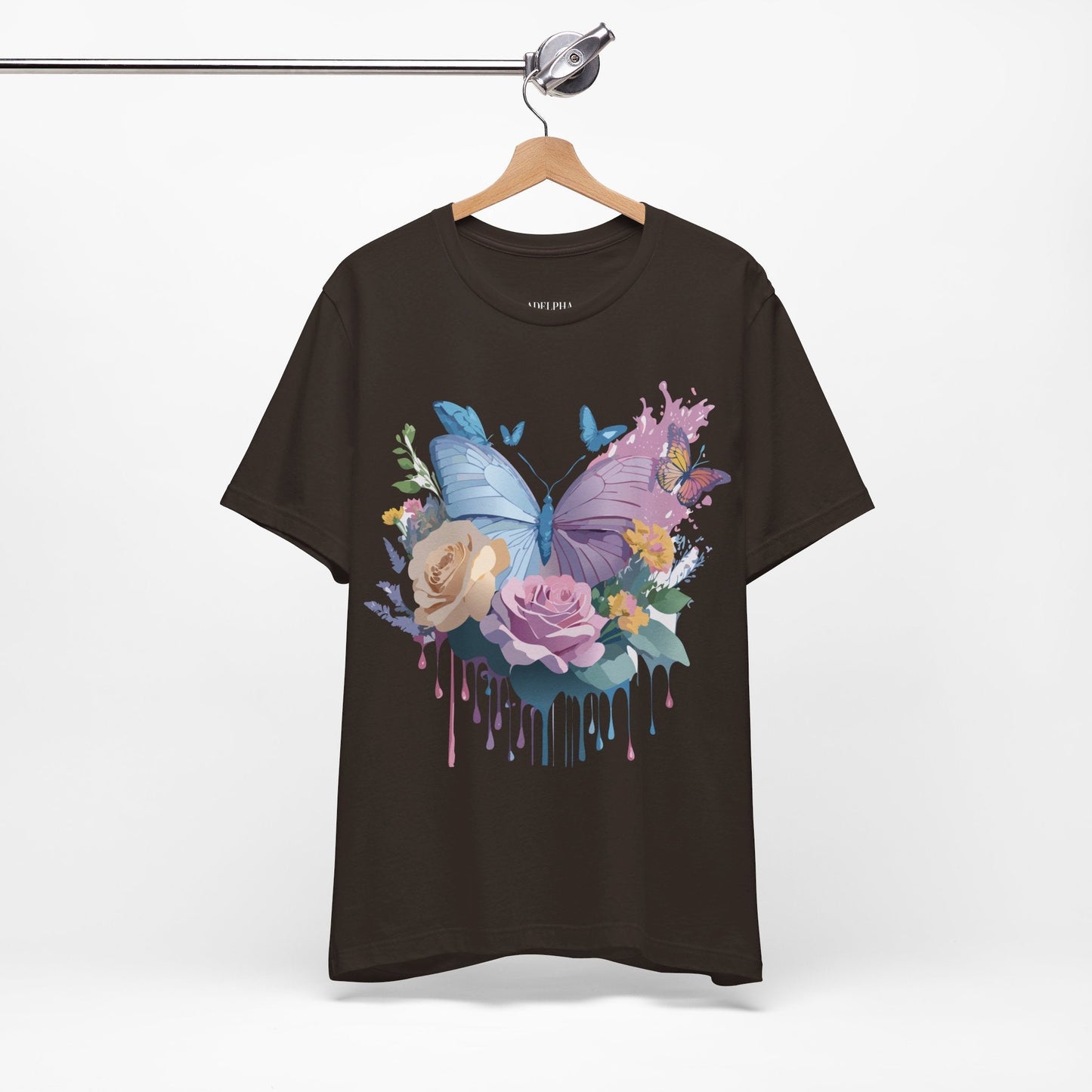 Butterfly Graphic Unisex 100 Cotton Lightweight Vintage Floral Design Jersey Tee 33