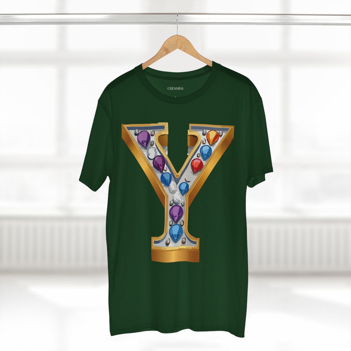 Letter Y Graphic Design Tee Unisex 100 Cotton With Antique Gold Letters Artwork T-Shirt