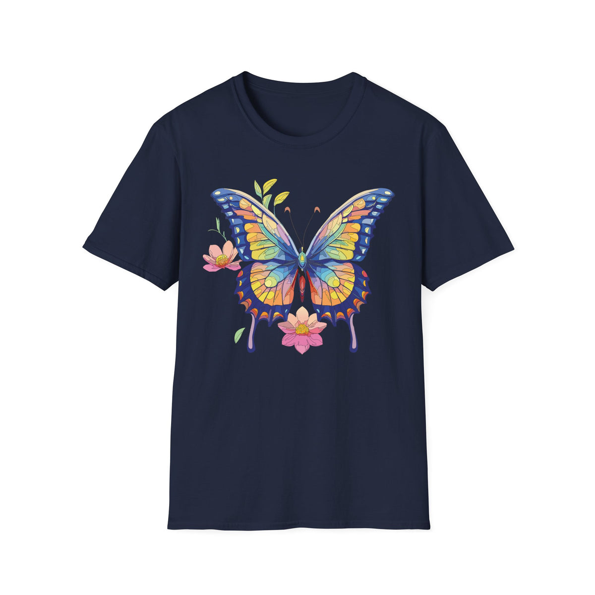 Butterfly Watercolor T-Shirt — Colorful Floral Monarch Graphic Tee Unisex 100 Cotton Gildan T-Shirt