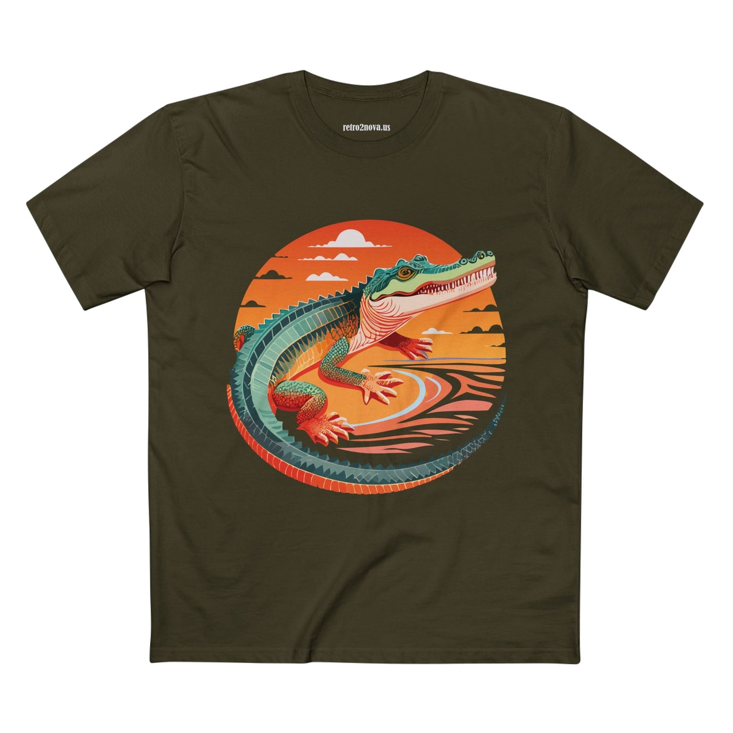 Unisex Crocodile Animal Shirt Premium Cotton Tee With Original Art Design From Retro2Nova Art Collection