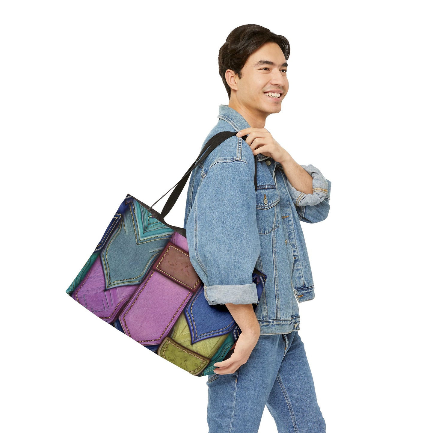 Denim Print Yoga Bag High-Quality 100% Spun Polyester 24x13 Canvas Gym Bag 41