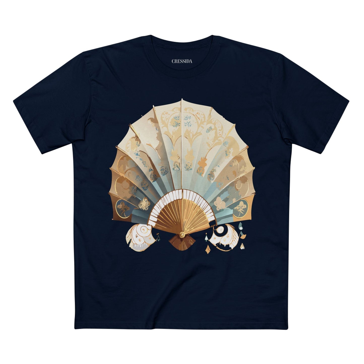 Antique Fan Graphic Design T-Shirt Unisex 100 Cotton Floral Carnival Artwork Tee 14